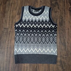 Ann Taylor XS Merino Wool CottonBlens Geometric Knit Sweater Vest Womens
